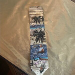 Tropical Beach Scene Silk Necktie by Tropicals by Tango